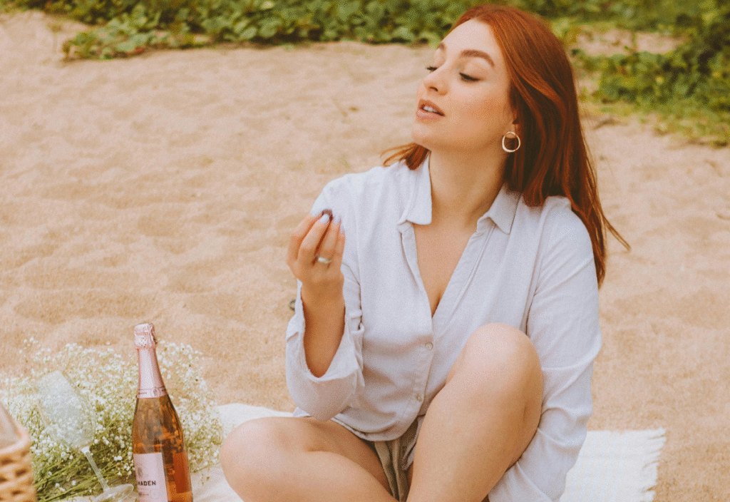 woman eating healthy foods